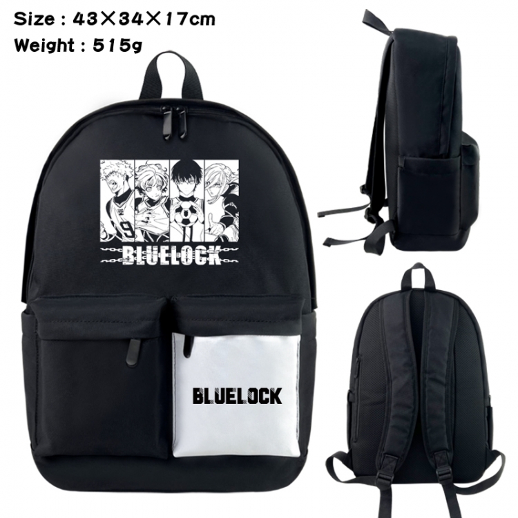 BLUE LOCK Anime black and white classic waterproof canvas backpack 43X34X17CM