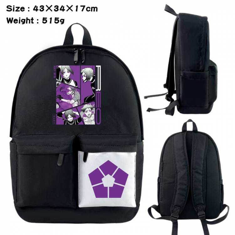 BLUE LOCK Anime black and white classic waterproof canvas backpack 43X34X17CM