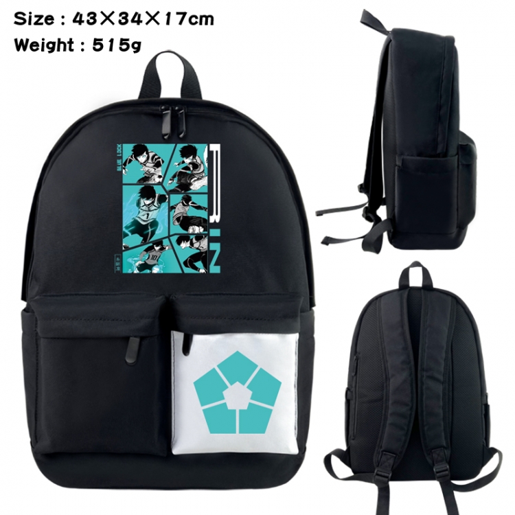 BLUE LOCK Anime black and white classic waterproof canvas backpack 43X34X17CM