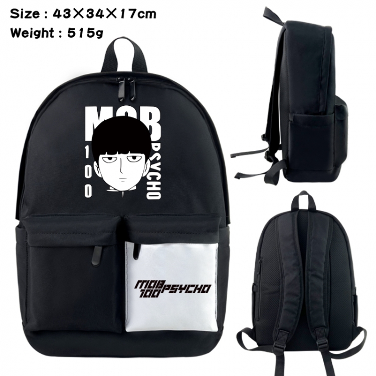 Mob Psycho 100 Anime black and white classic waterproof canvas backpack 43X34X17CM
