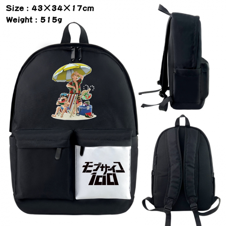 Mob Psycho 100 Anime black and white classic waterproof canvas backpack 43X34X17CM