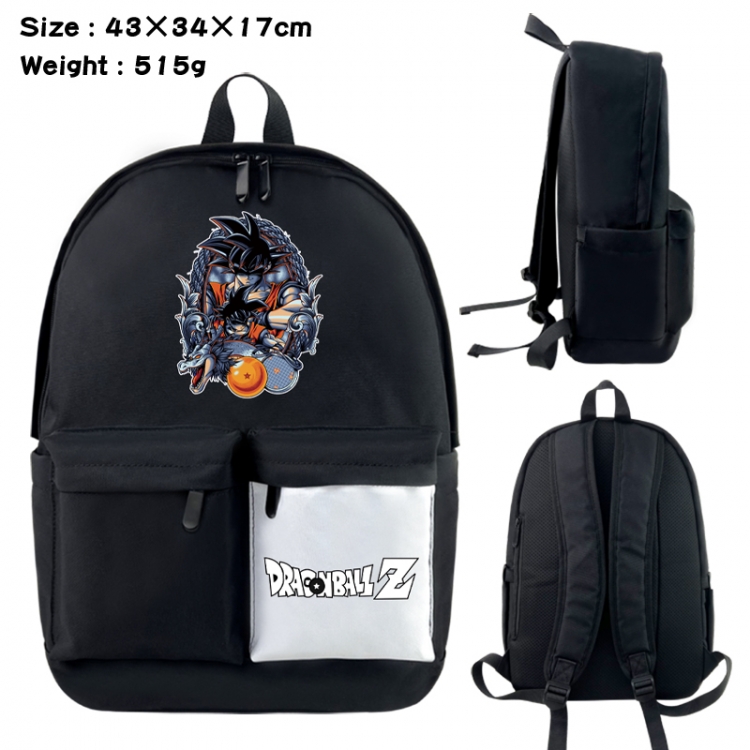 DRAGON BALL Anime black and white classic waterproof canvas backpack 43X34X17CM