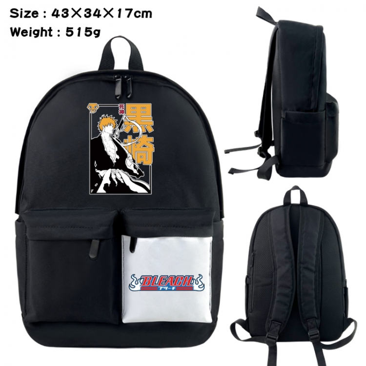 Bleach Anime black and white classic waterproof canvas backpack 43X34X17CM