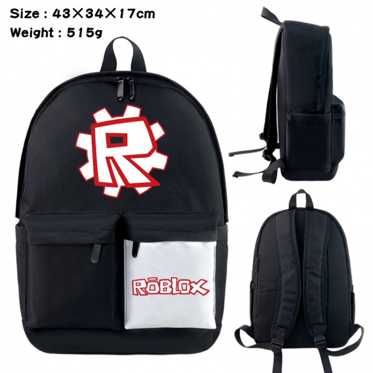 Roblox Anime black and white classic waterproof canvas backpack 43X34X17CM