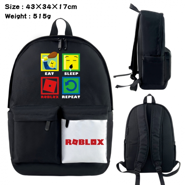 Roblox Anime black and white classic waterproof canvas backpack 43X34X17CM
