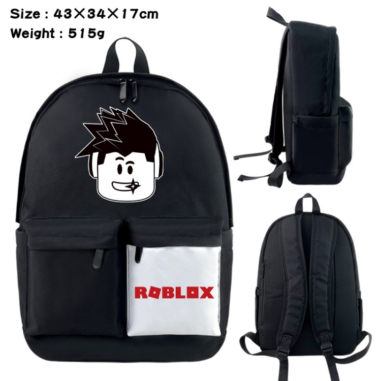 Roblox Anime black and white classic waterproof canvas backpack 43X34X17CM