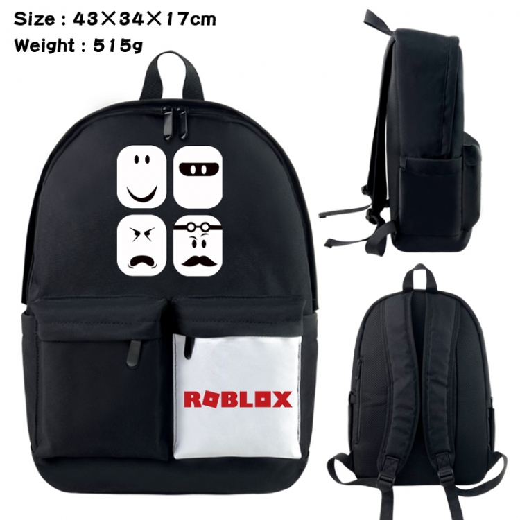 Roblox Anime black and white classic waterproof canvas backpack 43X34X17CM