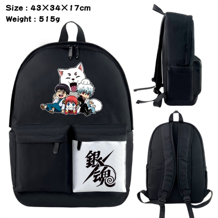 Gintama Anime black and white classic waterproof canvas backpack 43X34X17CM