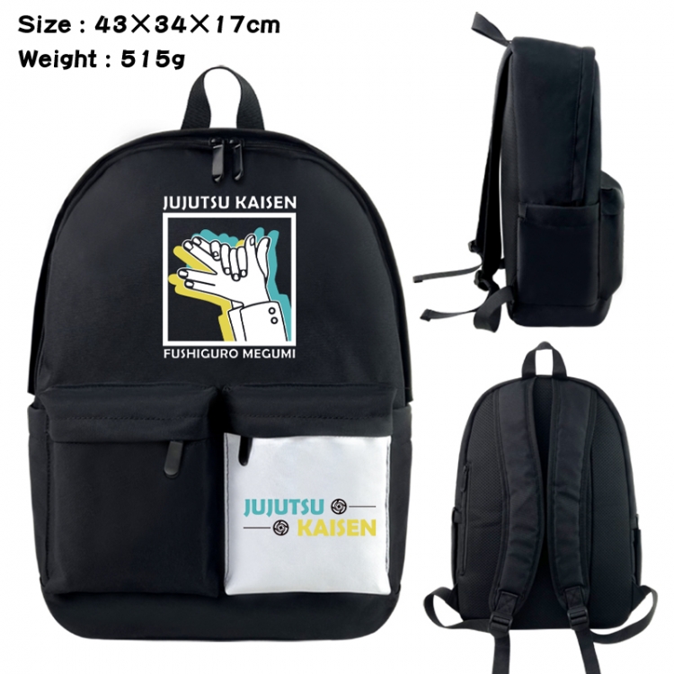 Jujutsu Kaisen Anime black and white classic waterproof canvas backpack 43X34X17CM