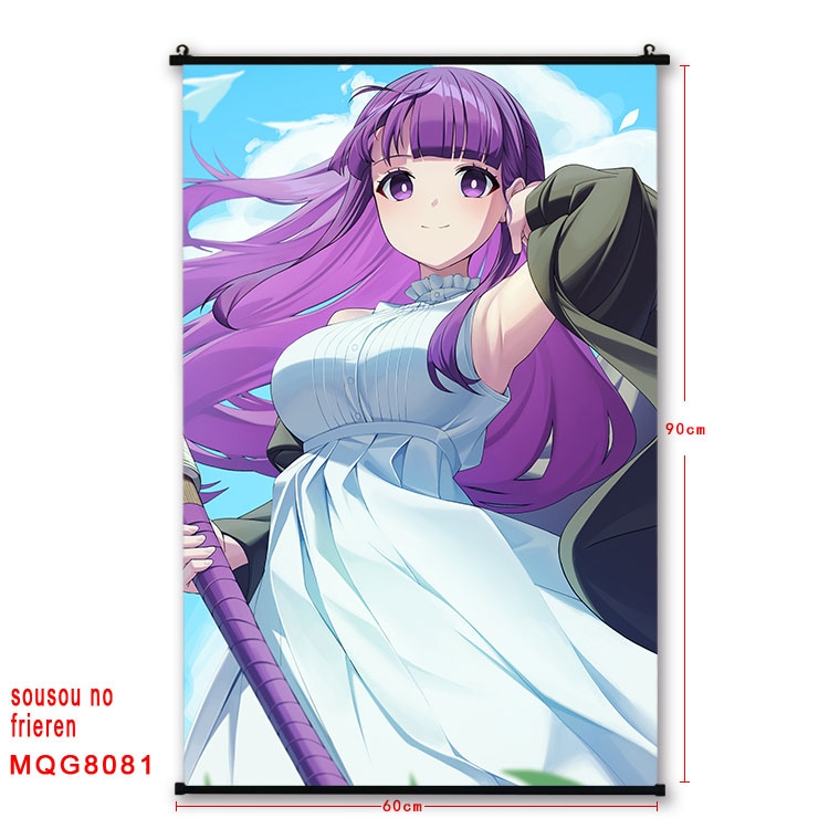 Frieren: Beyond Journeys End Anime black Plastic rod Cloth painting Wall Scroll 60X90CM MQG-8081