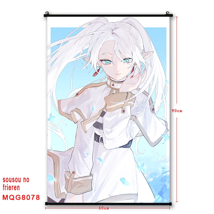 Frieren: Beyond Journeys End Anime black Plastic rod Cloth painting Wall Scroll 60X90CM  MQG-8078
