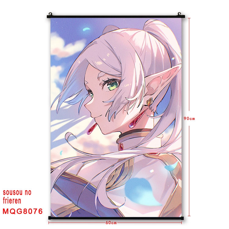 Frieren: Beyond Journeys End Anime black Plastic rod Cloth painting Wall Scroll 60X90CM  MQG-8076