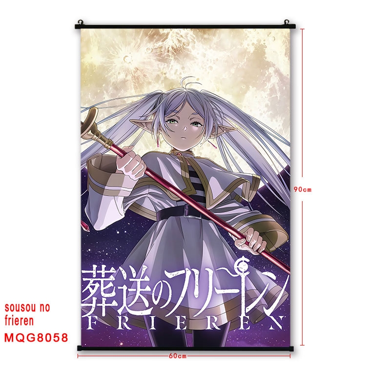 Frieren: Beyond Journeys End Anime black Plastic rod Cloth painting Wall Scroll 60X90CM  MQG-8058