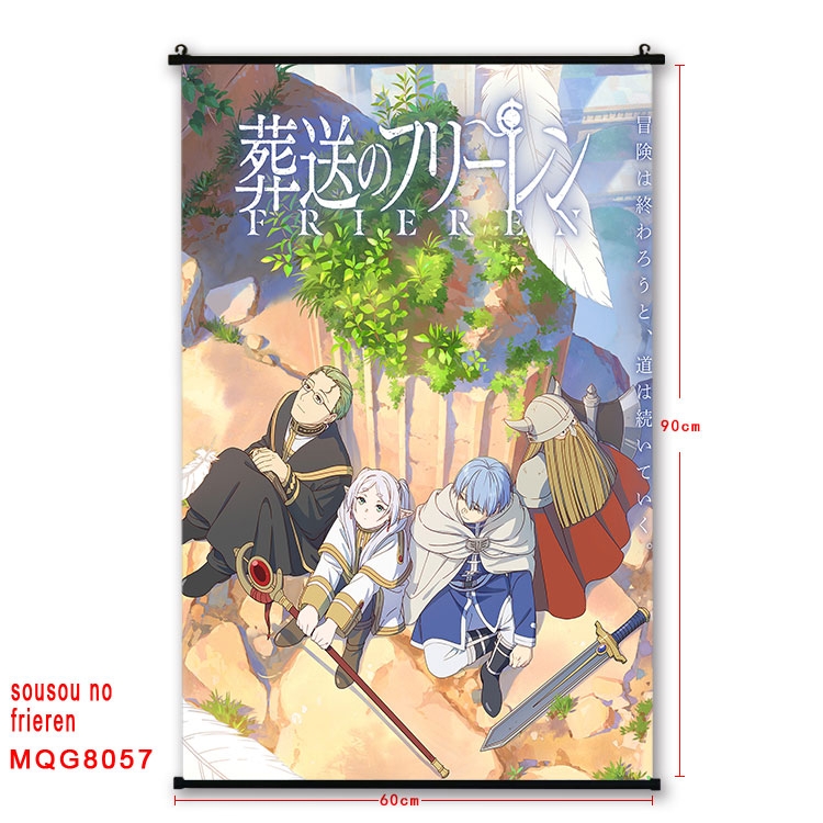 Frieren: Beyond Journeys End Anime black Plastic rod Cloth painting Wall Scroll 60X90CM MQG-8057