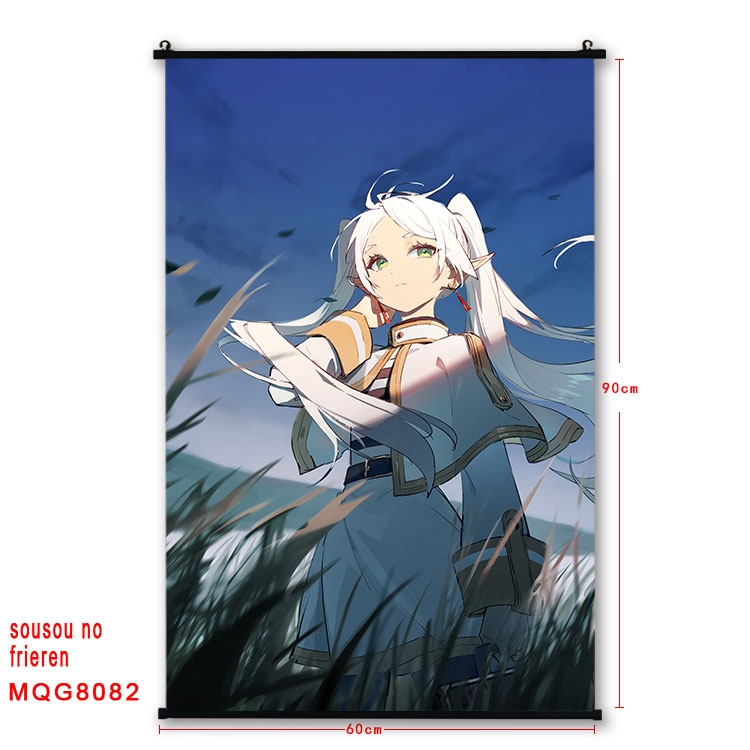 Frieren: Beyond Journeys End Anime black Plastic rod Cloth painting Wall Scroll 60X90CM MQG-8082