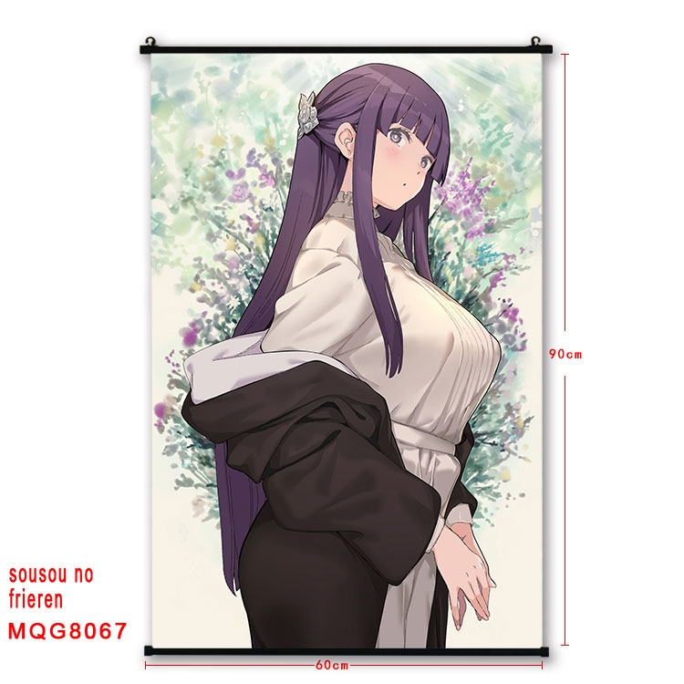 Frieren: Beyond Journeys End Anime black Plastic rod Cloth painting Wall Scroll 60X90CM  MQG-8067