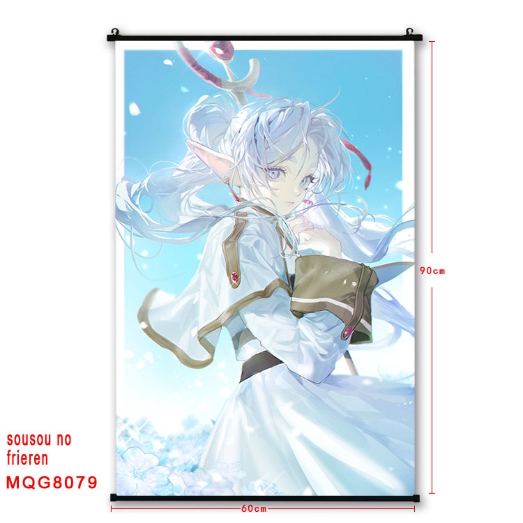 Frieren: Beyond Journeys End Anime black Plastic rod Cloth painting Wall Scroll 60X90CM  MQG-8079