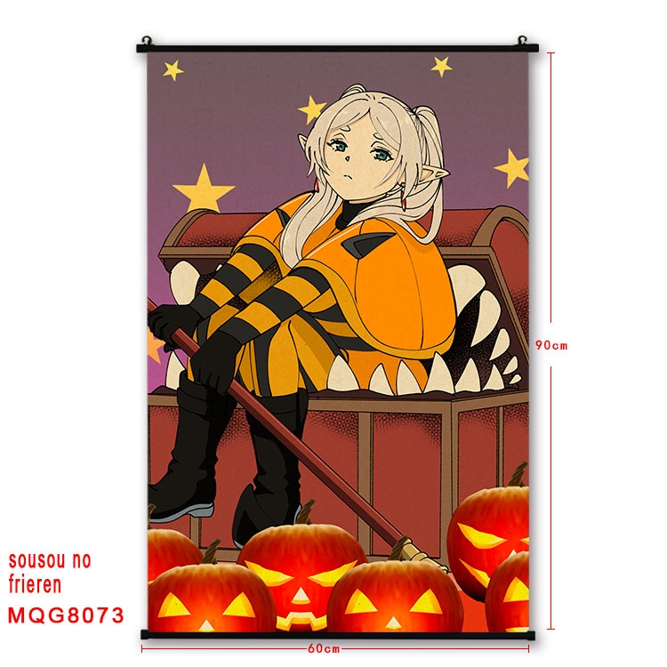 Frieren: Beyond Journeys End Anime black Plastic rod Cloth painting Wall Scroll 60X90CM MQG-8073