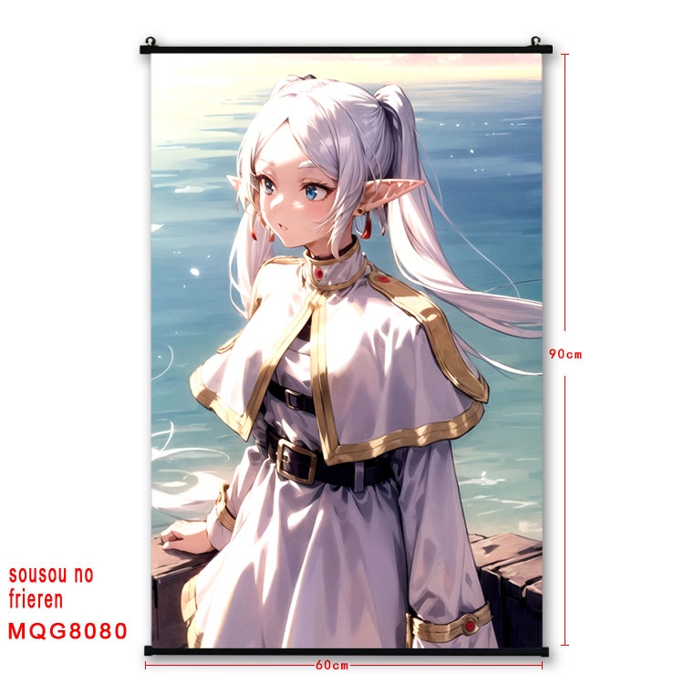 Frieren: Beyond Journeys End Anime black Plastic rod Cloth painting Wall Scroll 60X90CM MQG-8080