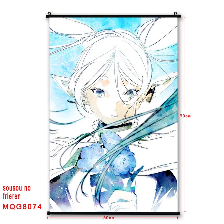 Frieren: Beyond Journeys End Anime black Plastic rod Cloth painting Wall Scroll 60X90CM MQG-8074