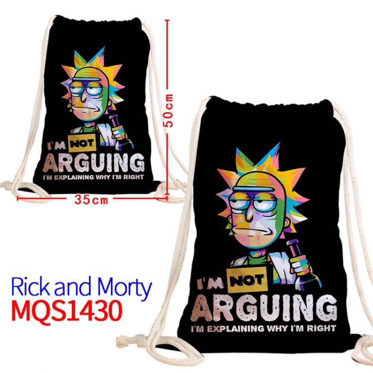 Rick and Morty Canvas drawstring pocket backpack 50x35cm  MQS-1430