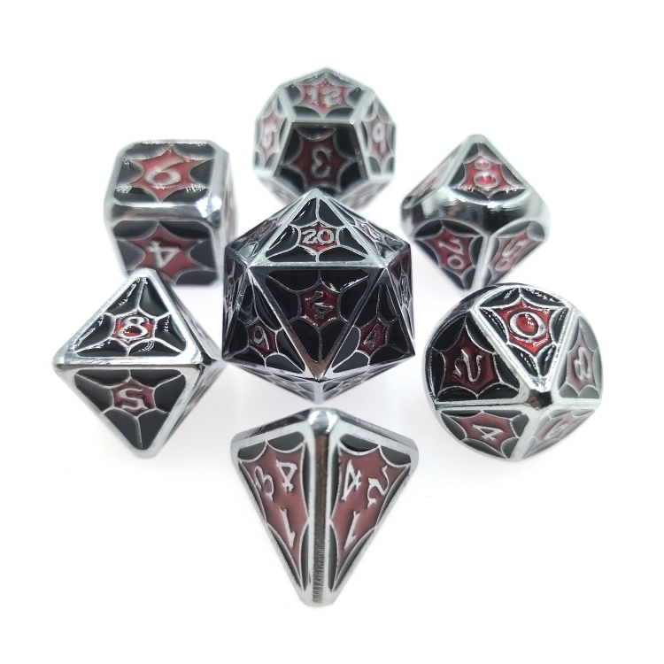 Mesh style Zinc alloy metal entertainment dice board game tools iron box packaging 169g  a set of 7 HYX-077