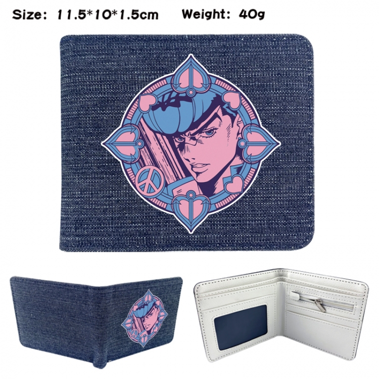 JoJos Bizarre Adventure Anime denim folding full-color wallet 11.5X10X1.5CM