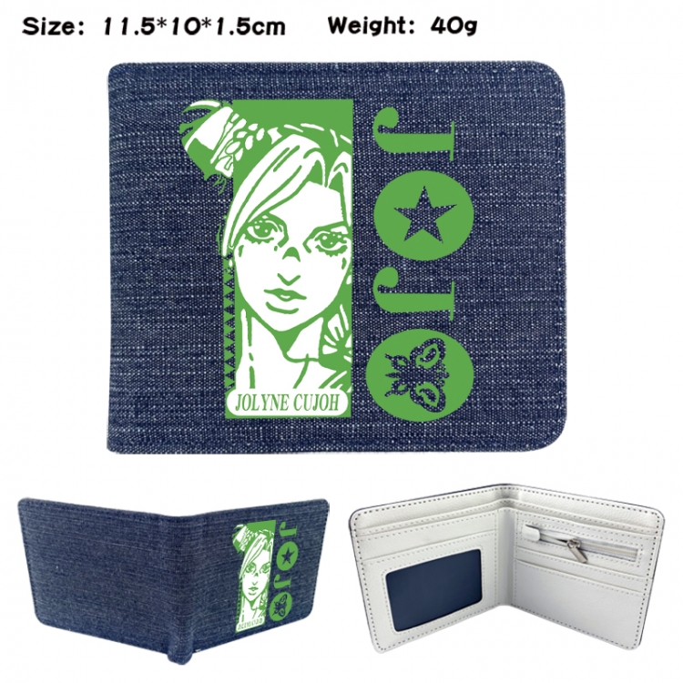 JoJos Bizarre Adventure Anime denim folding full-color wallet 11.5X10X1.5CM