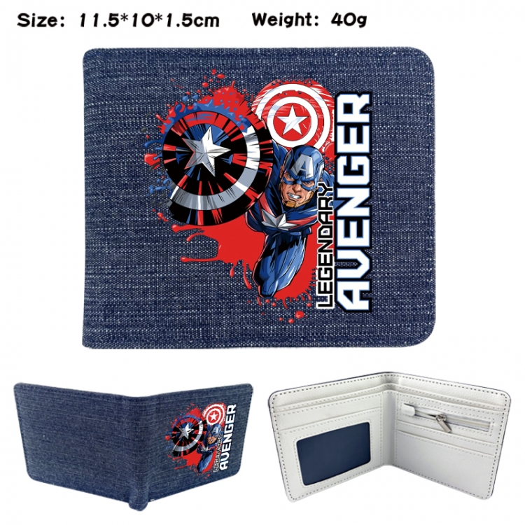 Superhero Anime denim folding full-color wallet 11.5X10X1.5CM