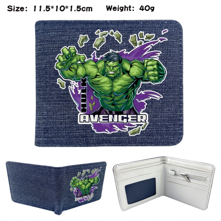 Superhero Anime denim folding full-color wallet 11.5X10X1.5CM