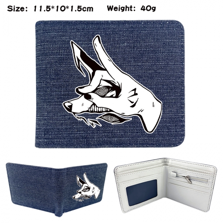 Chainsaw man Anime denim folding full-color wallet 11.5X10X1.5CM