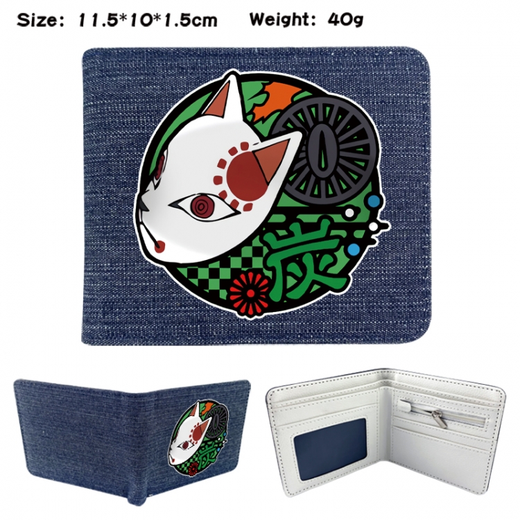 Demon Slayer Kimets Anime denim folding full-color wallet 11.5X10X1.5CM