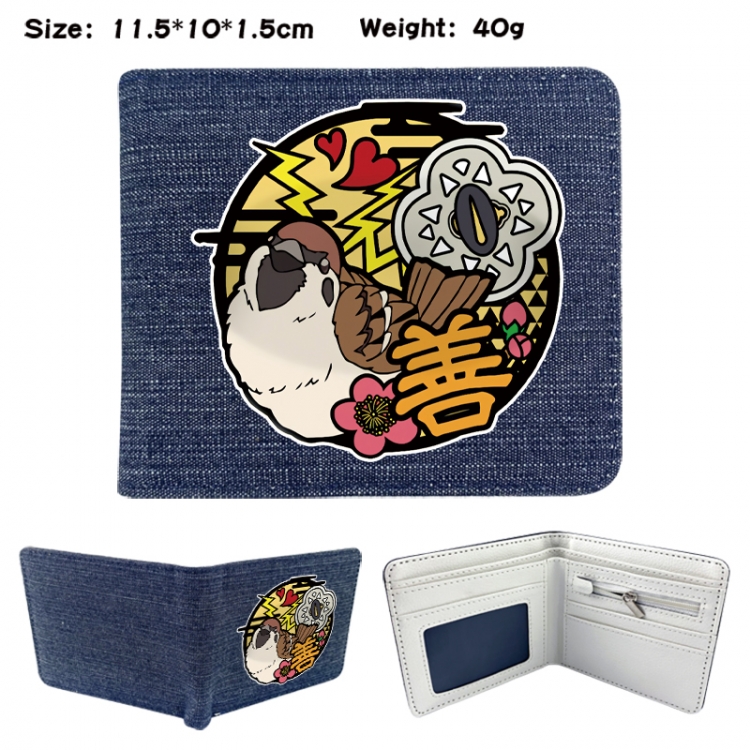 Demon Slayer Kimets Anime denim folding full-color wallet 11.5X10X1.5CM