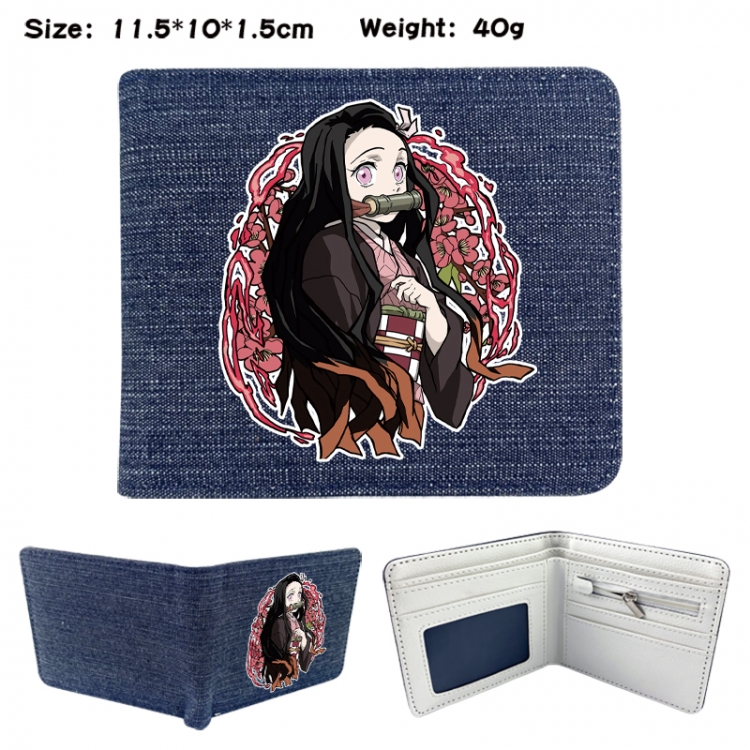 Demon Slayer Kimets Anime denim folding full-color wallet 11.5X10X1.5CM