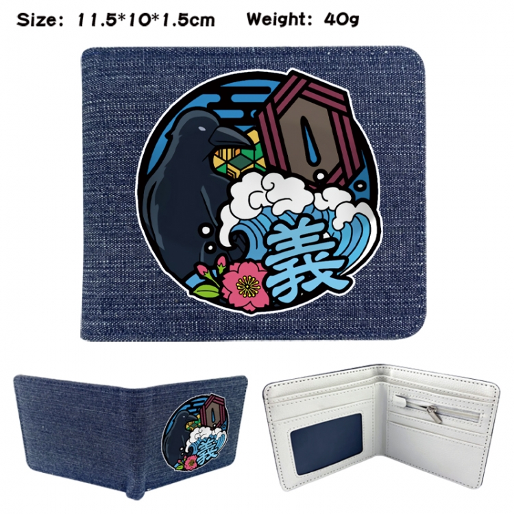 Demon Slayer Kimets Anime denim folding full-color wallet 11.5X10X1.5CM