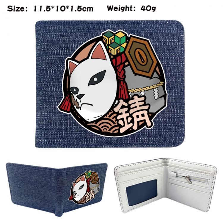 Demon Slayer Kimets Anime denim folding full-color wallet 11.5X10X1.5CM