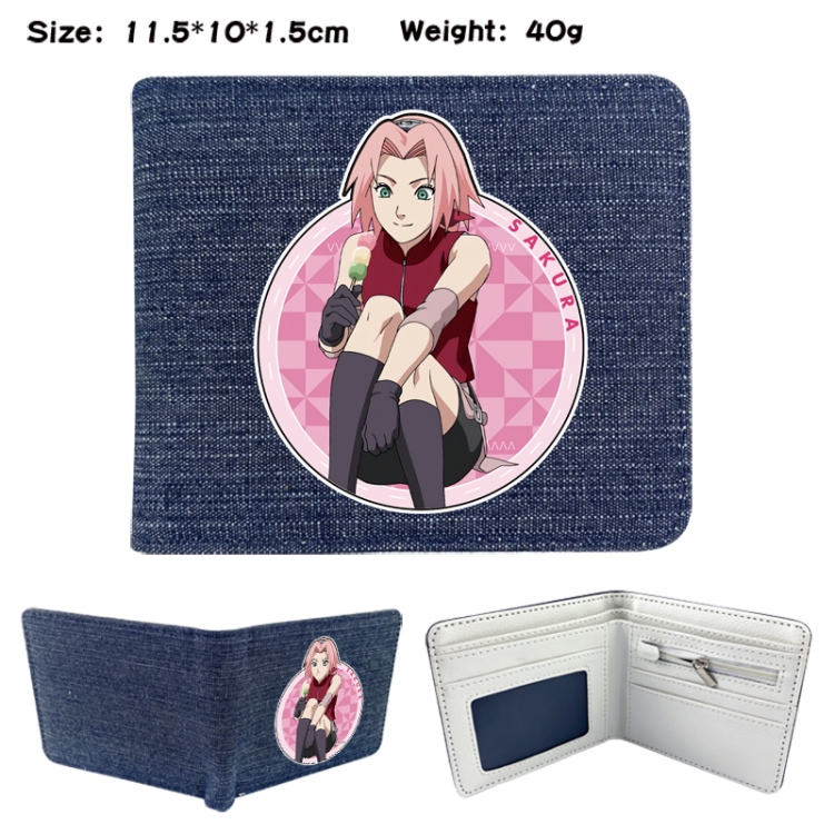 Naruto Anime denim folding full-color wallet 11.5X10X1.5CM