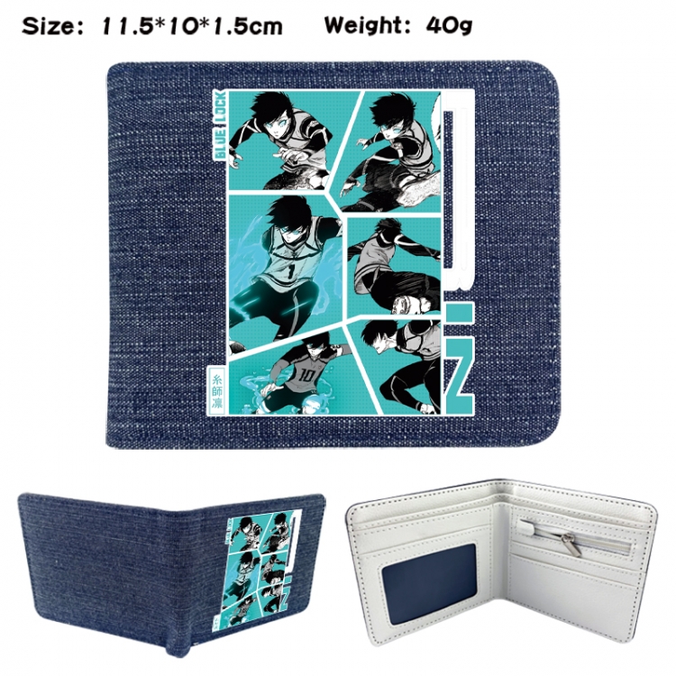 BLUE LOCK Anime denim folding full-color wallet 11.5X10X1.5CM