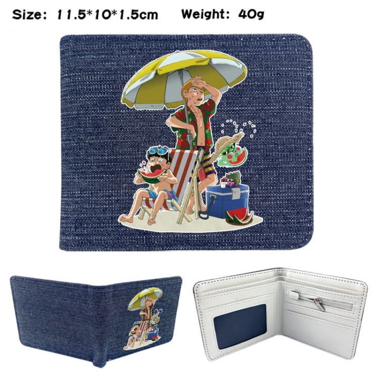 Mob Psycho 100 Anime denim folding full-color wallet 11.5X10X1.5CM