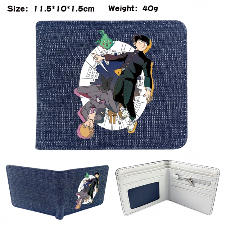 Mob Psycho 100 Anime denim folding full-color wallet 11.5X10X1.5CM
