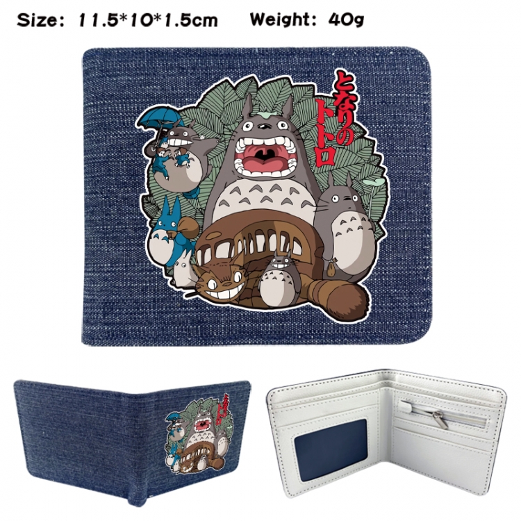 TOTORO Anime denim folding full-color wallet 11.5X10X1.5CM