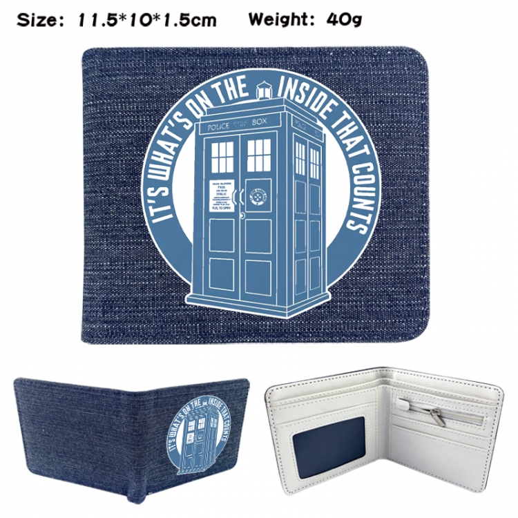 Doctor Who Anime denim folding full-color wallet 11.5X10X1.5CM