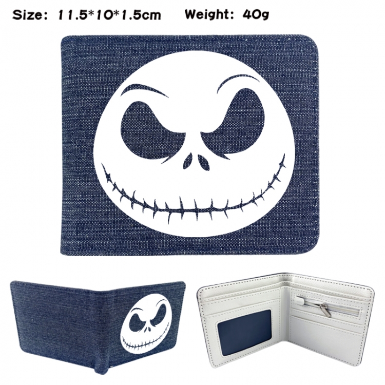 The Nightmare Before Christmas Anime denim folding full-color wallet 11.5X10X1.5CM