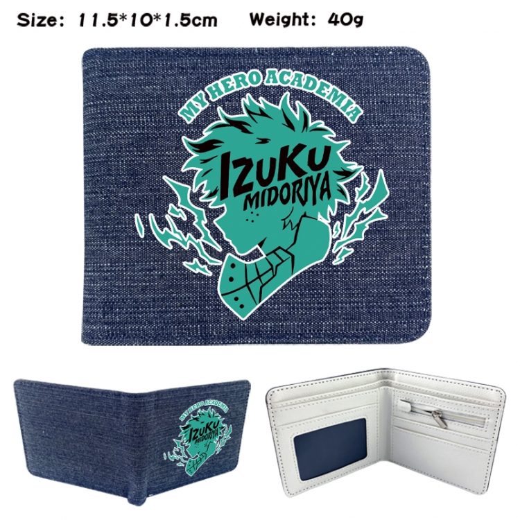 My Hero Academia Anime denim folding full-color wallet 11.5X10X1.5CM