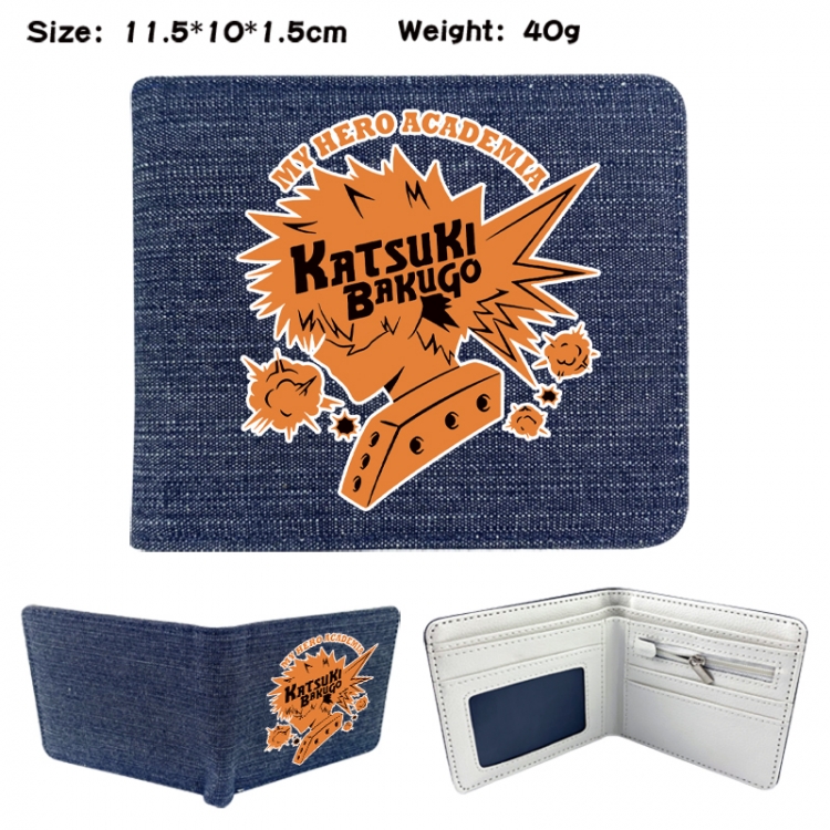 My Hero Academia Anime denim folding full-color wallet 11.5X10X1.5CM