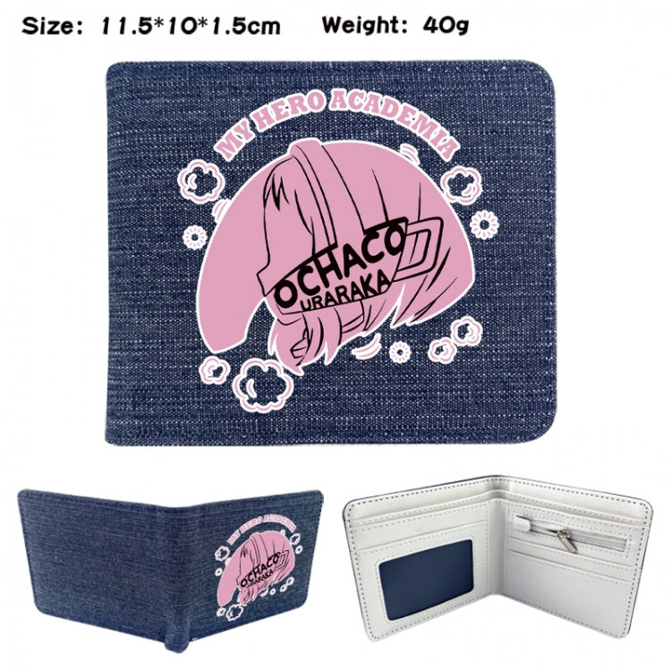 My Hero Academia Anime denim folding full-color wallet 11.5X10X1.5CM