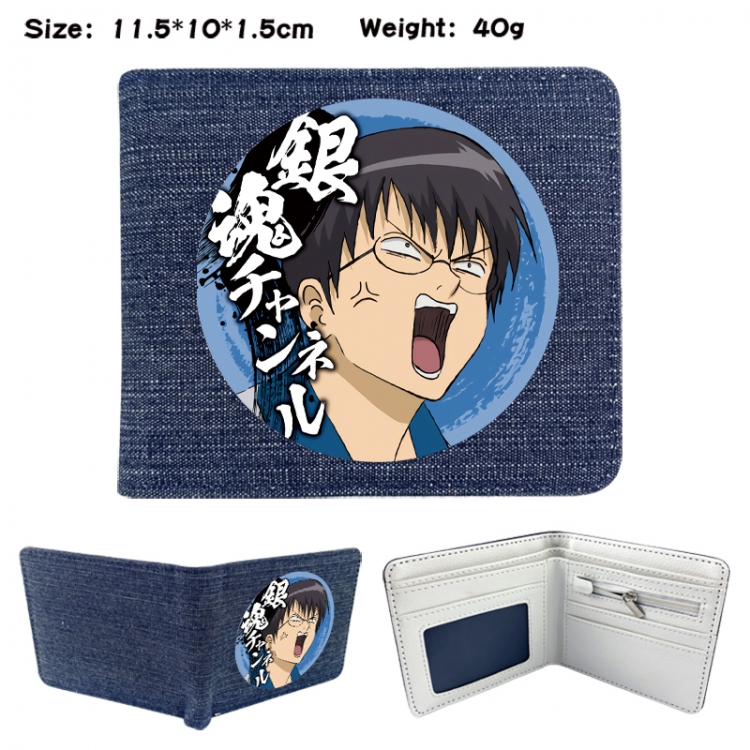 Gintama Anime denim folding full-color wallet 11.5X10X1.5CM