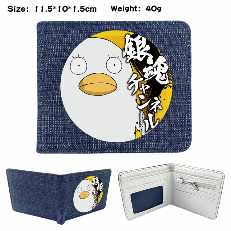 Gintama Anime denim folding full-color wallet 11.5X10X1.5CM