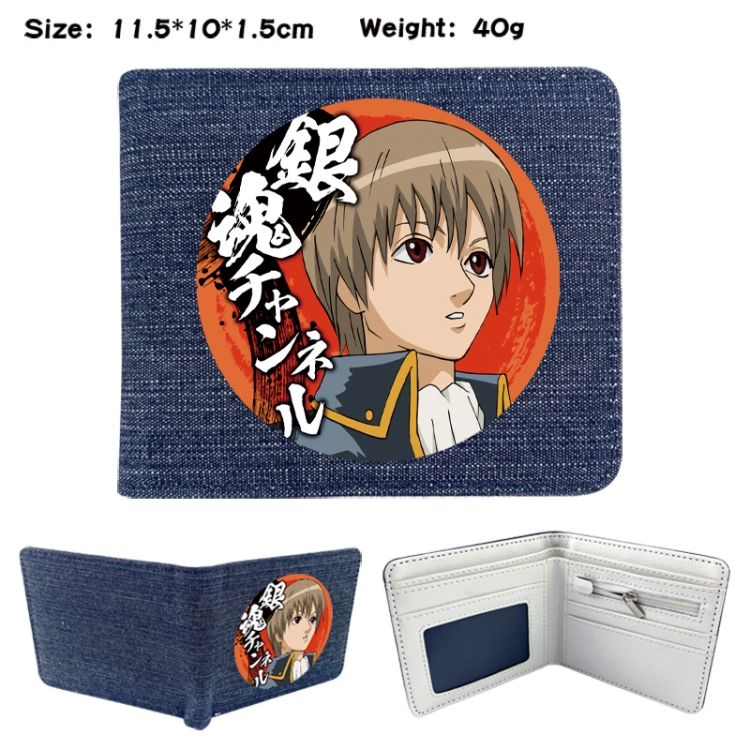 Gintama Anime denim folding full-color wallet 11.5X10X1.5CM