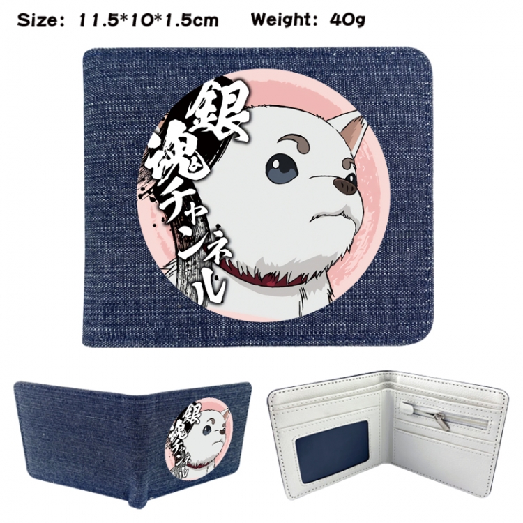 Gintama Anime denim folding full-color wallet 11.5X10X1.5CM